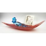 MURANO SCULPTURE 'Love in the Pirogue', by Hidalgo Gomez for Marco Polo, Murano, 75cm W.