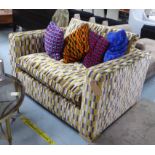 KIRKBY DESIGN UNDERGROUND UPHOLSTERED SOFA BED, with four cushions, 130cm W.
