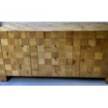 'BAMBOO' SIDEBOARD, 70's bamboo panel veneered with drawers and cupboards, 170cm x 50cm.