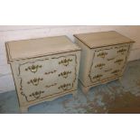 CHESTS, a pair, 20th century Georgian Revival grey painted and gilt heightened,