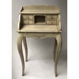 BUREAU, French Louis XV style grey painted and grained with drawers and pull out writing surface,