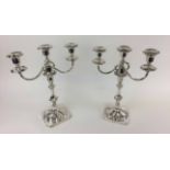MAPPIN AND WEBB SILVER PLATED CANDELABRA, a pair, early 20th century Empire style, 39cm H x 30cm W.