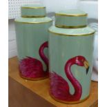 FLAMINGO JARS, a pair, 1960's Italian style, 41cm H.