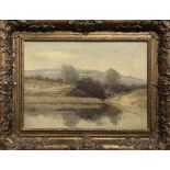 A MERKUS 'Landscape', oil on canvas, signed, labelled verso and inscribed 'London 1900',