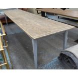 FARMHOUSE DINING TABLE, French provincal style, grey painted supports, 360cm x 90cm x 77cm H.