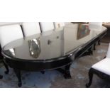 DINING TABLE, of substantial proportions, English country house style, ebonised,