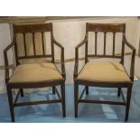 OPEN ARMCHAIRS, a pair, Georgian mahogany, circa 1805, with oatmeal drop in seats, 56cm W.