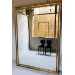WALL MIRROR, large rectangular bevelled within a gilt and silvered marginal frame, 200cm x 140cm.