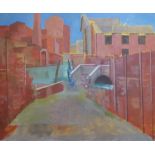 MARK CHURCHILL (1935-2011) 'Venice, Giudecca', oil on board, 105cm x 131cm.