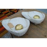 GINGER AND JAGGER PEAL WALL LAMPS, a pair, 55cm x 39cm.