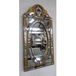 WALL MIRROR, 1960's Italian Venetian style, with gilt accents, 96cm x 49cm.