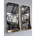 MIRRORED WALL NICHES, a pair, 1960's French style, 91cm x 41cm.
