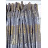 CURTAINS, a pair, contemporary silk design, lined and interlined,