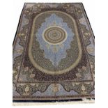 VERY FINE PURE SILK QUM DESIGN CARPET, 300cm x 200cm.