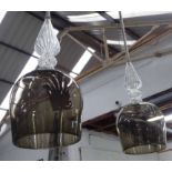 MURANO STYLE CEILING LIGHTS, a pair, contemporary design, 141cm drop x 20cm diam.