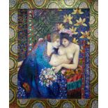 20th CENTURY SCHOOL 'The Embrace', Pre-Raphaelite manner, oil on canvas, signed 'G.O.