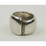 CHANEL STERLING SILVER RING, of chunky design and stamped 'CHANEL' to top, weight gross 17grams,