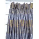 CURTAINS, a pair, contemporary silk design, lined and interlined,