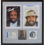 PAVAROTTI AT EARL'S COURT, signed photograph, with program and after show pass, 65cm x 62cm, framed.