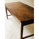 FARMHOUSE TABLE, 19th century teak, planked rectangular top, with stretchered supports,