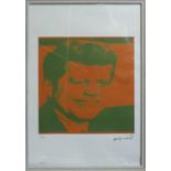 ANDY WARHOL 'JFK', lithograph, from Leo Castelli gallery, stamped on reverse, edited by G. Israel on