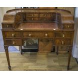 CARLTON HOUSE DESK, early 20th century mahogany with superstructure of doors, drawers and