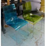 DINING CHAIRS, a set of six in various colours, 86cm H. (6)