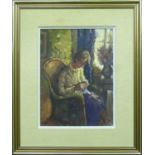HENNIE NIEMANN SENIOR (South African b 1941) 'Portrait of a Lady Sewing by a Window', oil on