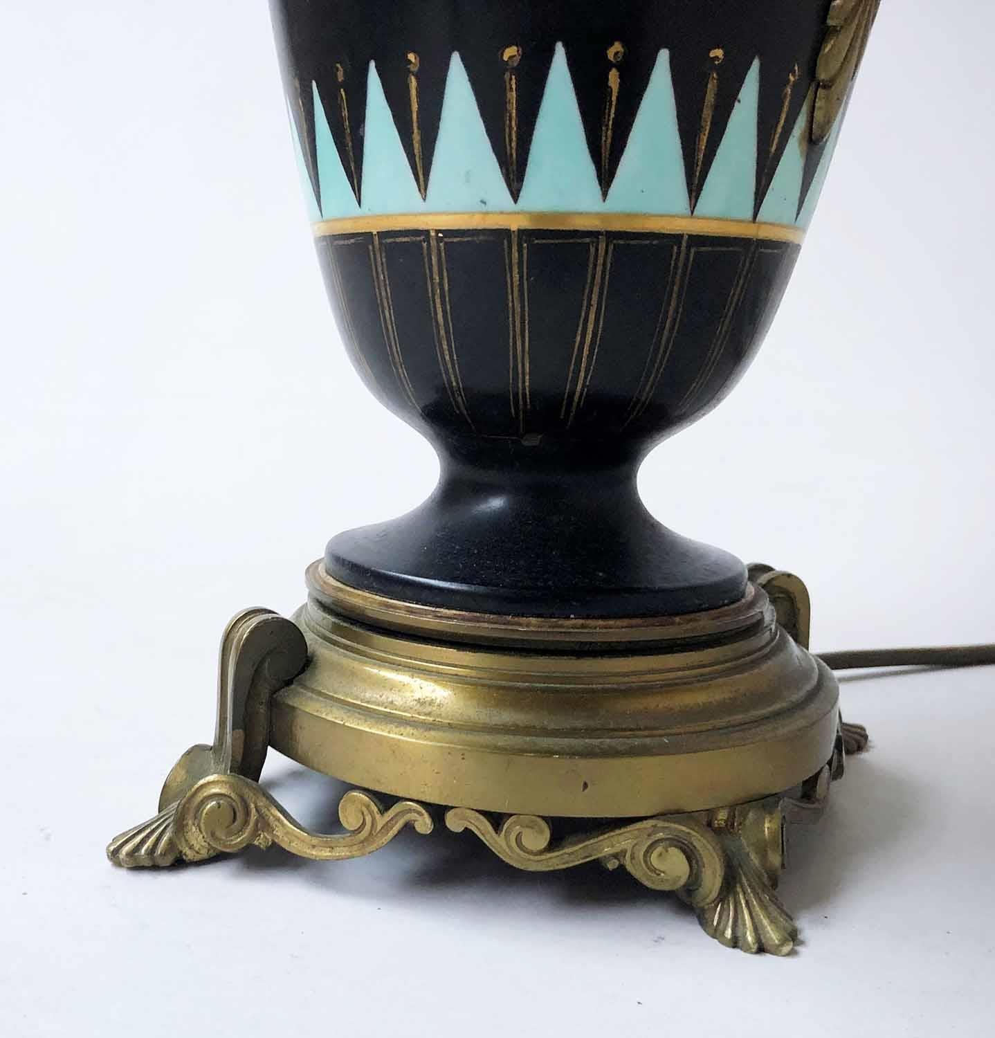 TABLE LAMPS, a pair, Greek Neo Classical style ceramic and gilt metal mounted, 64cm H. (2) - Image 3 of 3