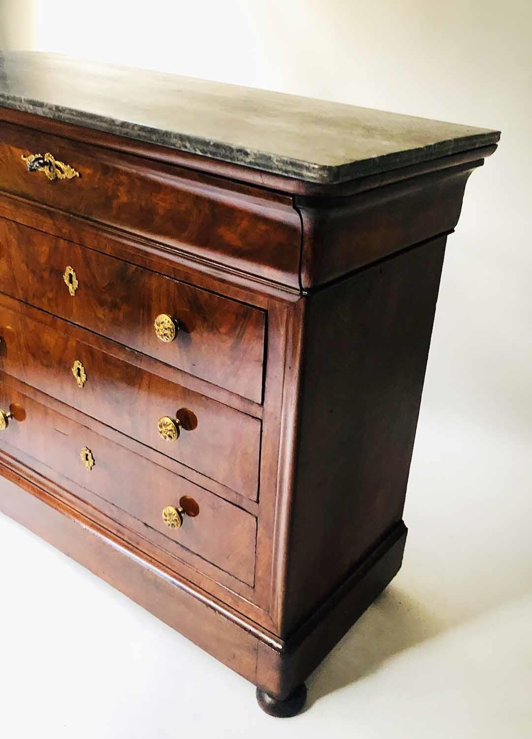 HALL COMMODE, 19th century French Louis Philippe flame mahogany and gilt metal mounted with marble - Image 2 of 4