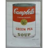 ANDY WARHOL 'Campbell's green pea soup', lithograph, from Leo Castelli gallery, stamped on