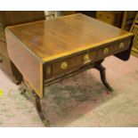 SOFA TABLE, Regency mahogany with crossbanded and inlaid detail with two pairs of opposing drawers