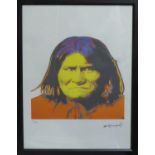ANDY WARHOL 'Native American', lithograph, from Leo Castelli gallery, stamped on reverse, edited