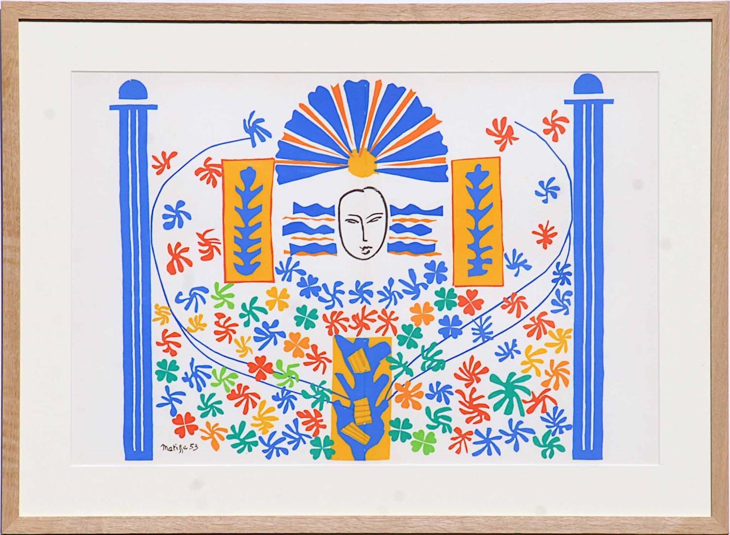 HENRI MATISSE 'Apollon', plate signed original lithograph after Matisse's cut outs, 1954 edition