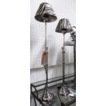 TABLE LAMPS, a pair, height adjustable, with faux zebra skin shades, 89cm at highest. (2)