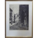 GERTRUDE ELLEN HAYES (British 1872-1956) 'The Cathedral Corner', etching, hand signed, 40cm x
