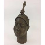 BENIN HEAD, cast metal, after the Ife head, 50cm H.