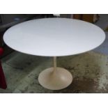 AFTER EERO SAARINEN TULIP STYLE DINING TABLE, 120cm diam x 73cm H (with faults).
