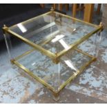 SIDE TABLE, 1970's Italian style, perspex and gilt metal, 70cm x 70cm x 54cm.