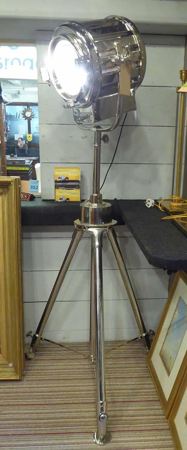 PURE WHITE LINES NICKEL TRIPOD SPOT LIGHT, 190cm H. (with faults)