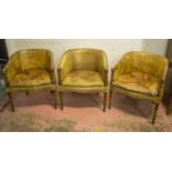 TUB CHAIRS, three matching Georgian style in tan leather, 65cm W. (3) (with faults)