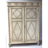 FAUX BAMBOO ARMOIRE, Brighton pavillon style painted with two panelled doors enclosing hanging