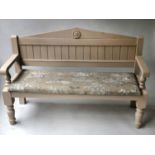ORANGERY BENCH, country house orangery William Kent style taupe painted with arched back toile