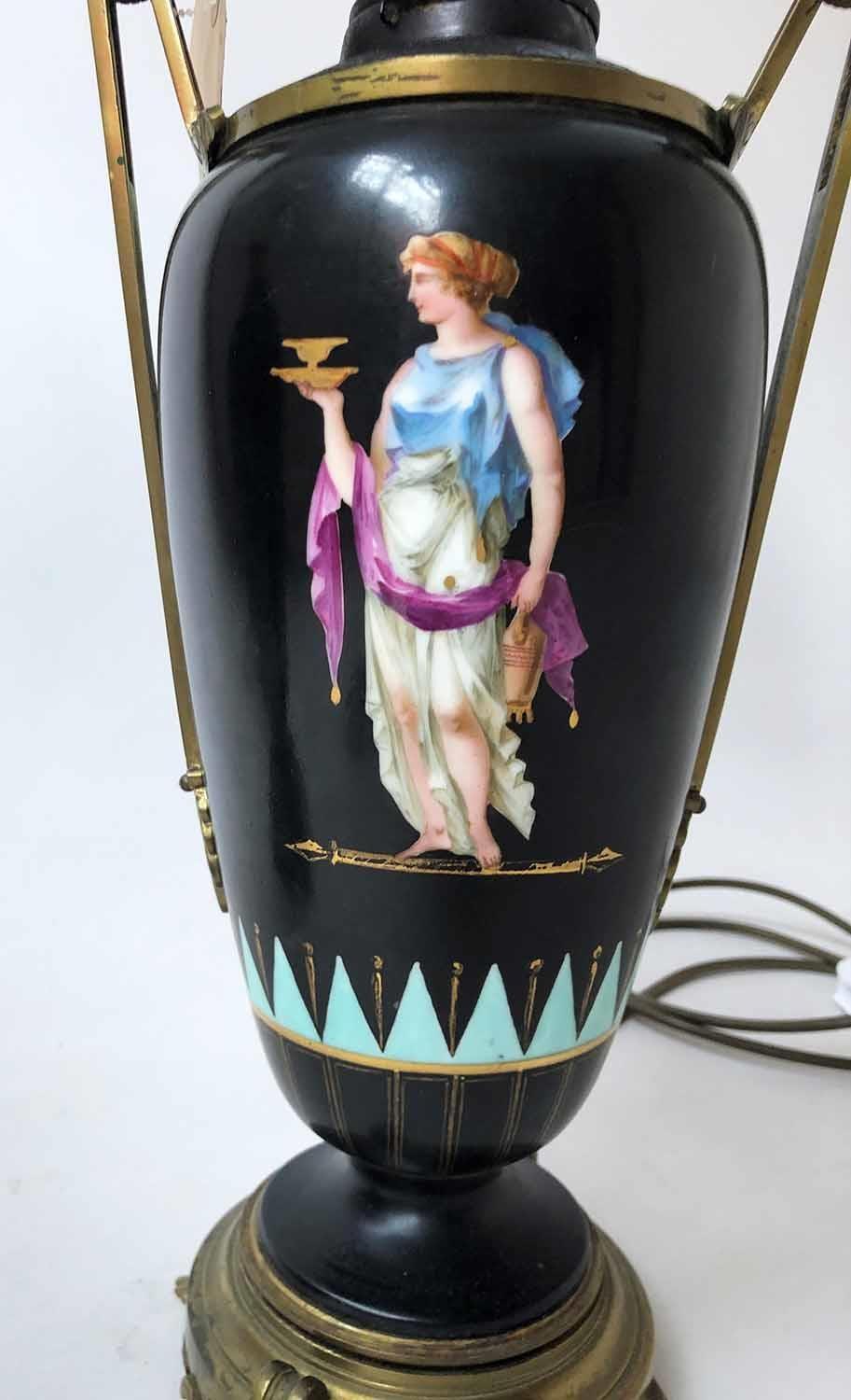 TABLE LAMPS, a pair, Greek Neo Classical style ceramic and gilt metal mounted, 64cm H. (2) - Image 2 of 3