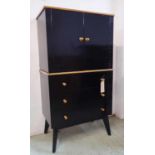 MORRIS OF GLASGOW, cabinet with drawers below, vintage 20th century, in later ebonised finish,