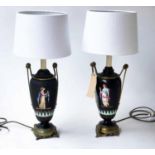 TABLE LAMPS, a pair, Greek Neo Classical style ceramic and gilt metal mounted, 64cm H. (2)