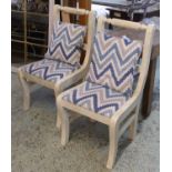 SIDE CHAIRS, a pair, with tessellated frames with geometric fabric seats, 93cm H x 48cm. (2) (with