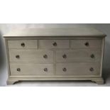 BANK OF DRAWERS, traditionally grey painted with seven drawers, 147cm x 50cm x 80cm H.