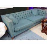 TETRAD BATTERSEA SOFA, aquamarine fabric with two seat and scatter cushions, 230cm x 90cm D. (slight