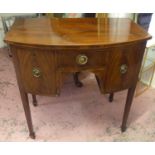 BOWFRONT SIDEBOARD, George III mahogany and string inlaid of small proportions with a central